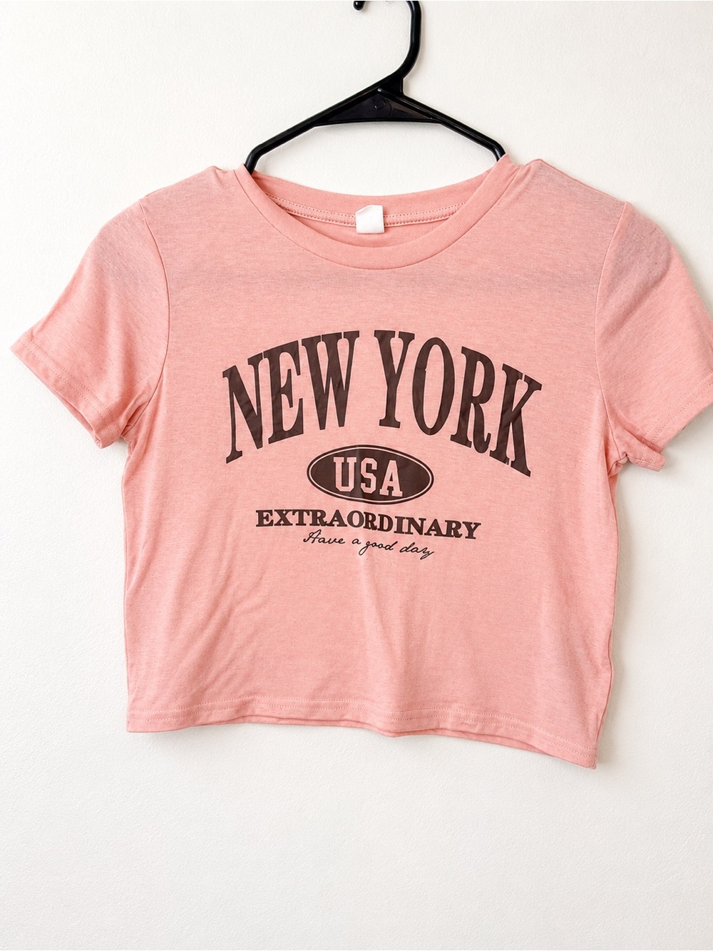 Girls Shein Pink New York Short Sleeve Shirt Size 10y